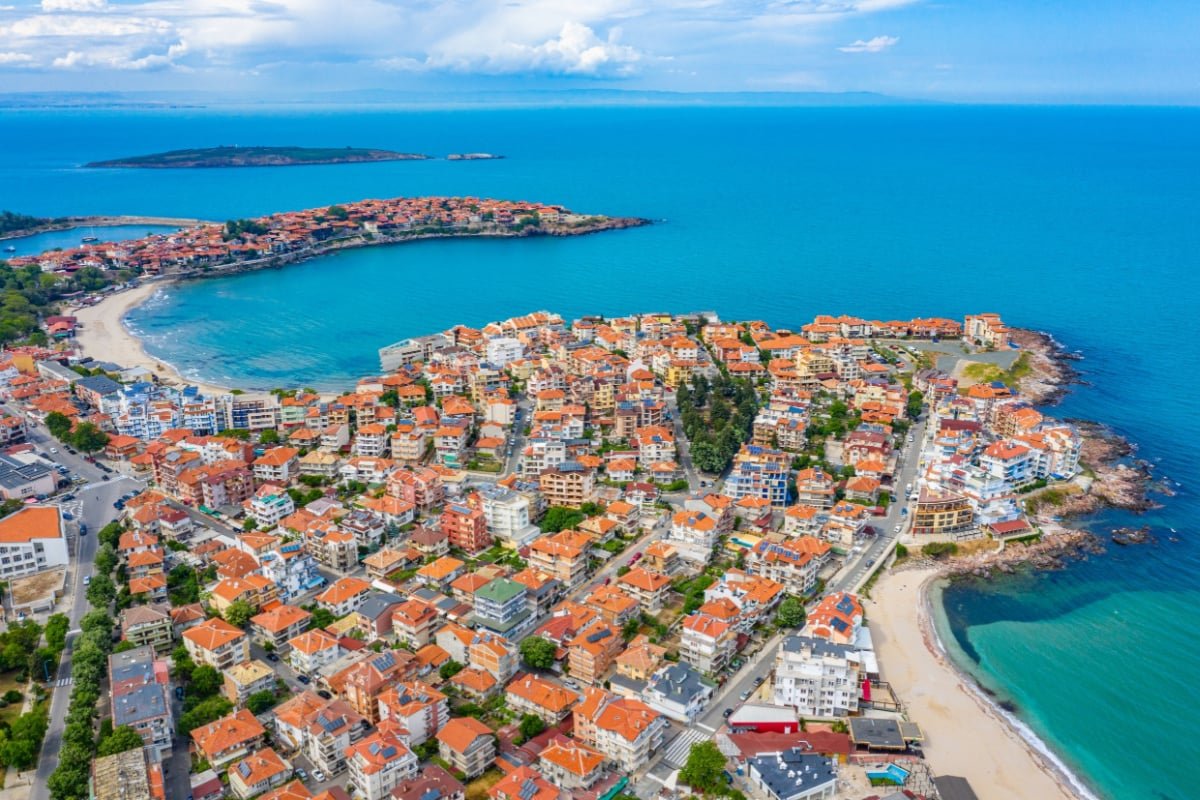 Aerial view of Bulgarian town Sozopol